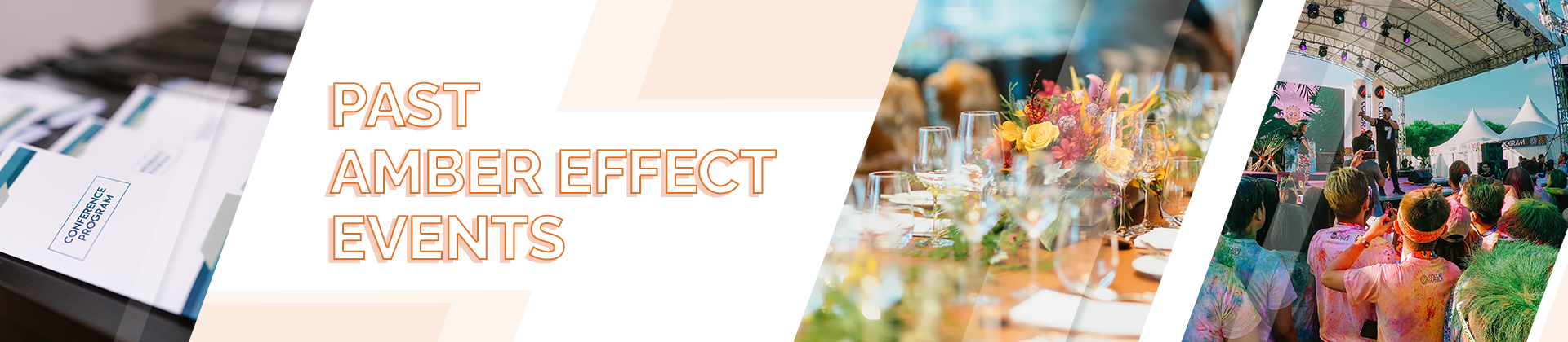 Past Amber Effect Events banner with corporate and community event images